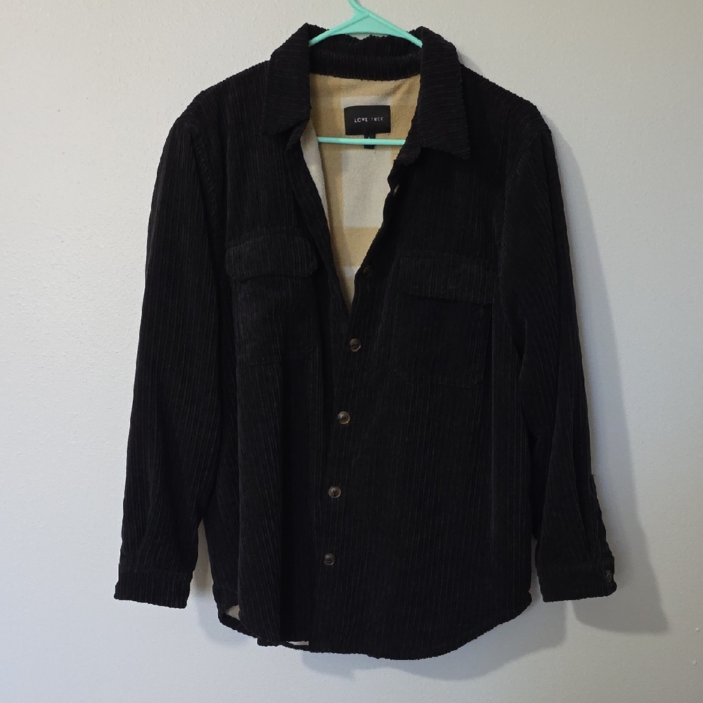 Love Tree Dark Corduroy Shirt Jacket